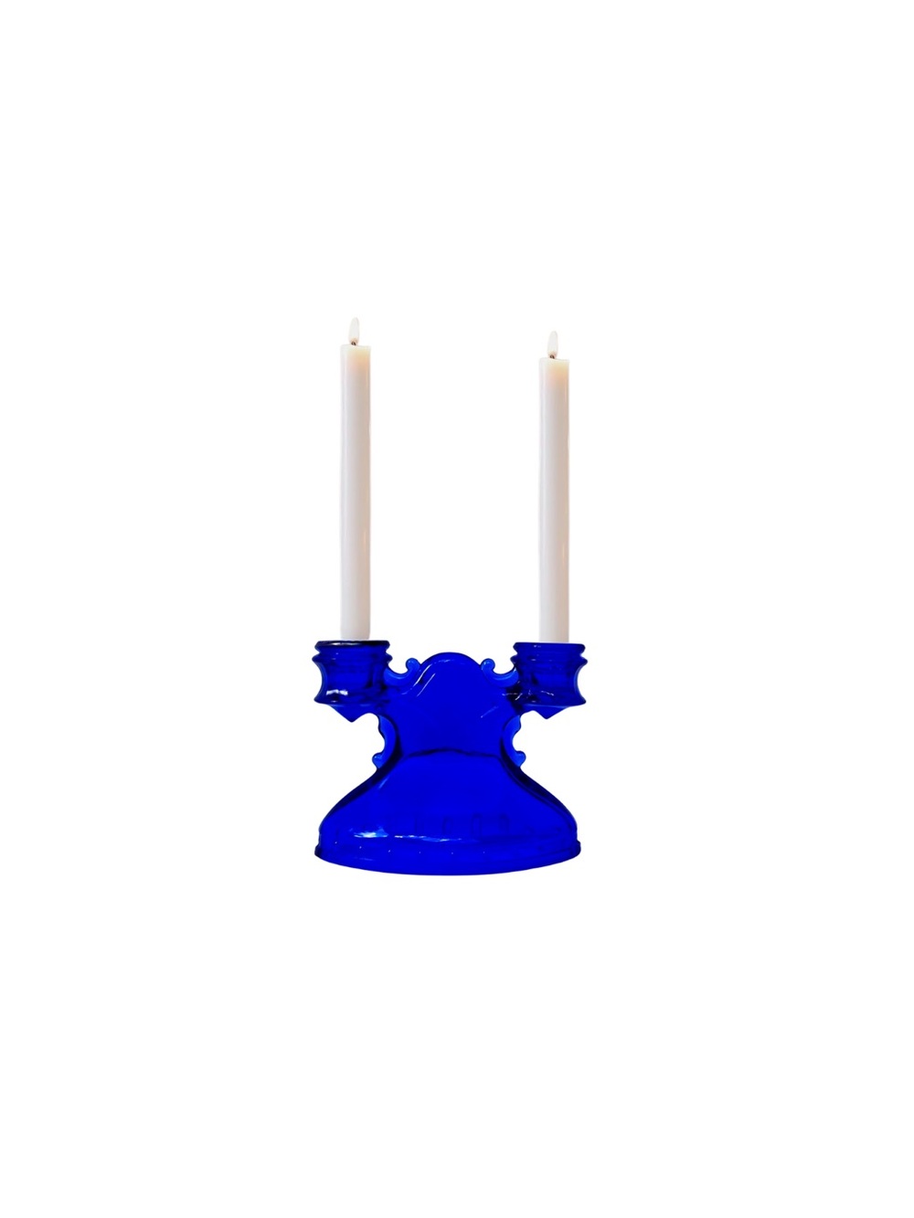 Cobalt Blue Glass Double Candle Holder (SET OF 2) - Home Accents